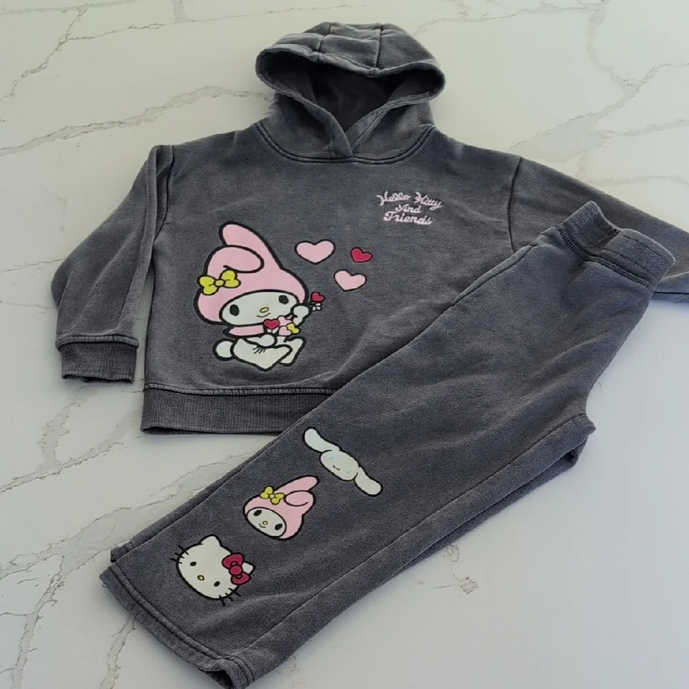 Hello Kitty & Friends Grey Hoodie Set with Pink Accents
